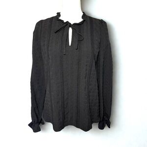 Studio B By Bobeau Black Peasant Top Medium NWT